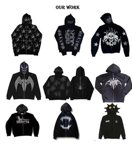 Sweat à capuche doublé en satin d'automne et d'hiver de luxe en polaire 6XL personnalisée de haute qualité avec impression en relief et manches longues - Product Image 6