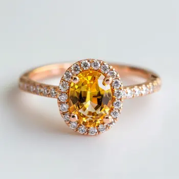 خاتم من الياقوت الأصفر المستخرج من الأرض مع الماس الطبيعي لأكوامارين بالأوجه الذهبية والذهب الوردي والذهب الأبيض
