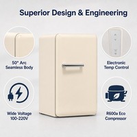 Mini-réfrigérateur rétro 112L beige avec poignée, congélateur compact sans givre R600a CE
