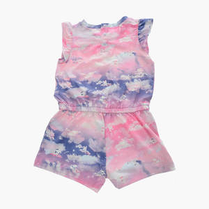 Combinaison courte à manches courtes à effet dégradé en gros, rose, boutons de fermeture à l'arrière, manches courtes extensibles, logo OEM - Product Image 3