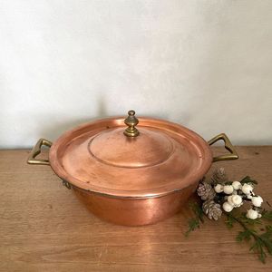 <b>Hot</b> Sell copper polished steel casserole handcraft modern kitchen dining countertop dish server vintage style embossed casserole - Product Image 4