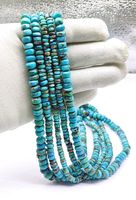 Perles de turquoise naturelle, véritable Arizona Kingman Turquoise lisse polie Rondelle plate ronde