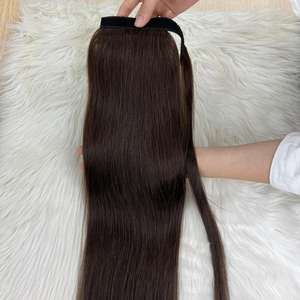 Cola de caballo 100% cabello humano virgen no Remy máquina recta Natural doble trama vietnamita un donante todos los colores adecuados - Product Image 2