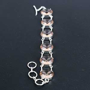 Morganite Charm <b>Bracelet</b> Handmade 925 <b>Sterling</b> <b>Silver</b> Luxury Simple Classic Design Jewelry Elegant Anniversary Gift for <b>Women</b> - Product Image 3