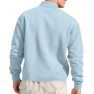 Polo en maille pour homme, manches longues, boutonné devant, décontracté, anti-boulochage, 100% polyester, 210g, texture polo - Product Image 2
