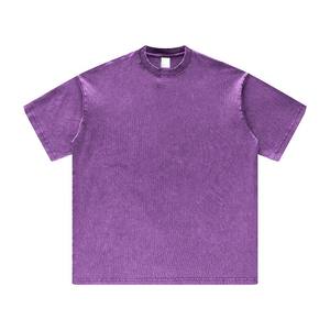 เสื้อยืดผ้าฝ้ายฟอกสีกรดสำหรับผู้ชายขนาดใหญ่พิเศษออกแบบได้ตามต้องการลายพระอาทิตย์จาง220กรัม100% ถักแบบถักทอสำหรับผู้ชาย - Product Image 5