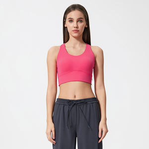 Soutien-gorge de sport pour femme, yoga, fitness, soutien moyen, respirant, logo frontal personnalisable, coussinets de poitrine, design dos croisé - Product Image 5