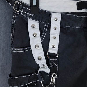 Women's Black White Contrast <b>Chains</b> Pants Wide Leg Baggy Gothic Punk <b>Trousers</b> 2026 - Product Image 3