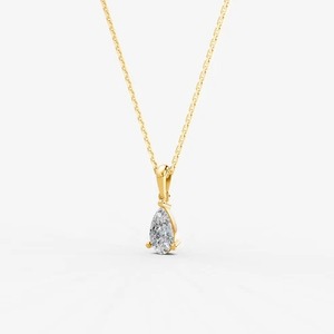 Pendentif solitaire classique en diamant de laboratoire taille poire de 0,95 carat, pureté EF-VVS2, en or jaune 14 carats, cadeau romantique pour elle. - Product Image 1