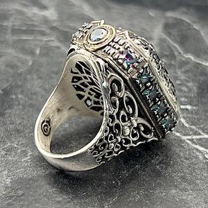 Large <b>Silver</b> Zulfiqar Sword <b>Ring</b> Handmade Double Sword Signet <b>Mens</b> <b>Ring</b> with Vintage Jewelry G GRS Certified - Product Image 5