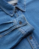 Chemise en jean décontractée à manches longues pour homme, ajustée, respirante, écologique, anti-rétrécissement, séchage rapide, 100 % coton, motif 3D, col rabattu