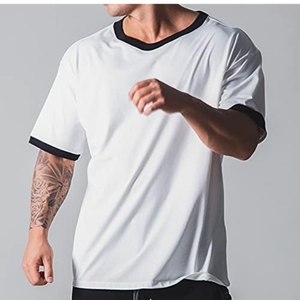 Camiseta de Cuello Alto con Cuello Redondo Grueso de 260 g/m², Talla Grande, Logotipo Personalizado, 100% Algodón Orgánico con Estampado de Lazos - Product Image 2