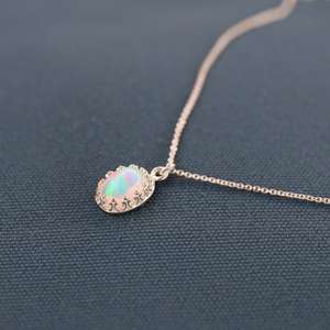 Collier pendentif en opale éthiopienne délicate, argent sterling 925, bijoux en pierres précieuses, cadeau élégant pour femmes, collier de luxe - Product Image 5