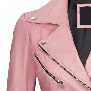 Chaqueta de cuero de punto XL de moda para mujer con hombro caído diseño personalizado bordado bolsillo piel decoración invierno tinte - Product Image 5