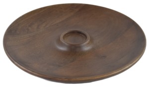 IHA IHAT260 Ribbed Oval Shape Wood Handicraft American Style Party Serving Tray for Bowls - Product Image 5
