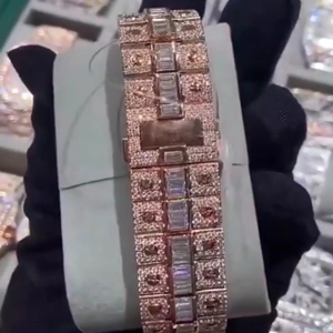 นาฬิกาเพชรสำหรับผู้ชาย VVS Diamond Watch ของขวัญสีขาวทองสแตนเลสอายุใหม่ - Product Image 4