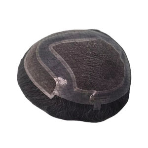 Perruque en cheveux humains vierges Remy indiens, toupet, vague naturelle, trame unique pour prothèse capillaire en dentelle Taz - Product Image 1