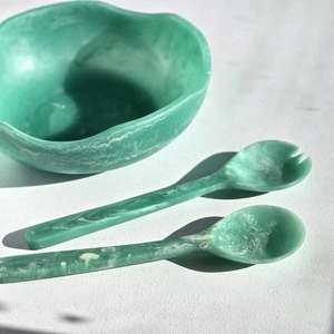 Premium <b>Wood</b> <b>Salad</b> <b>Server</b> Set with Artistic Swirl Design Handles Eco-Friendly for Home & Restaurant Use - Product Image 1