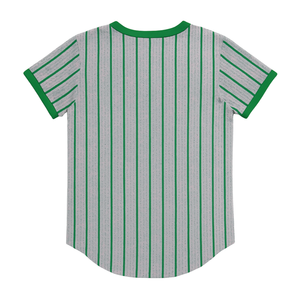 เสื้อเบสบอลลายทางสีเทา 08 สำหรับสาวสวย ชุดนักเรียนหญิงสีชมพูและสีเขียว สไตล์นักศึกษาหญิง ชุดนักเรียนหญิงแบบกรีกที่มีสไตล์ - Product Image 4