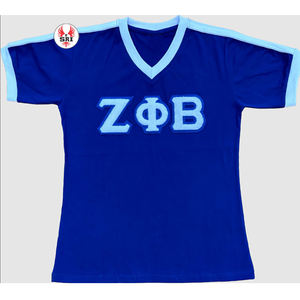 Camisetas Bordadas con Letras Griegas para Mujer de la Hermandad Zeta Phi Beta |   Camisetas de Algodón Personalizadas Bordadas de la Hermandad ZPB para Mujer - Product Image 1