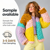 Cardigan ample en tricot color block pour femme, style automne, en mélange de laine, à manches longues, chaud et décontracté