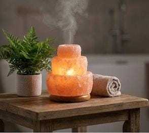 Lámpara de Sal del Himalaya en Forma de Fuente para Decoración del Hogar, Purificador de Aire Natural, Luz Ambiental Suave, Técnica Cruda para Relajación y Bienestar - Product Image 2