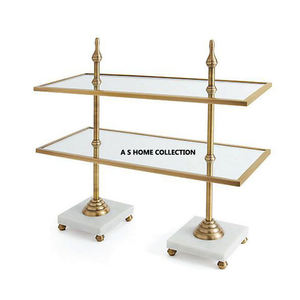 Dernier support de gâteau décoratif en forme de rectangle à base de marbre doré en métal de luxe à 2 niveaux 2024 - Product Image 1