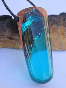 Pendentifs créatifs en résine et bois Lucite, bijoux en bois et résine et collier - Product Image 6