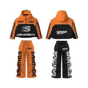 Conjunto Deportivo de Invierno para Hombre, Estilo Urbano, Ecológico, con Parches de Nailon, Sudadera con Cierre y Logotipo Bordado, Pantalones Deportivos - Product Image 1