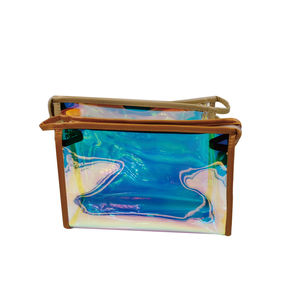 โลโก้ที่กำหนดเองโฮโลแกรมกระเป๋าเครื่องสำอางแบบพกพาถุงพีวีซีกันน้ำ OEM ขนาดกระเป๋าซิปเครื่องสำอางสำหรับผู้หญิง - Product Image 4