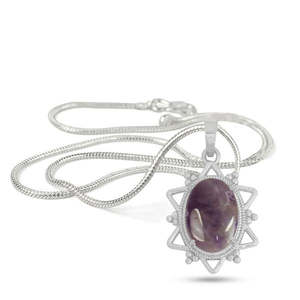 Collier avec pendentif étoile ovale en pierre de cristal naturelle avec chaîne en métal - Product Image 1
