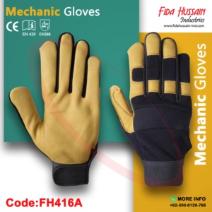 Guantes mecánicos de calidad estándar reconocidos Guantes de cuero de piel de cabra transpirables de Pakistán Absorción de impacto Seguridad Handschuhe - Product Image 2