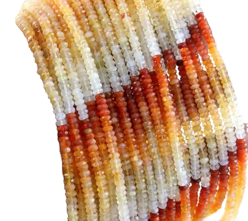 Best Quality 13" Long Strand Natural Mexican Fire Opal Beads Faceted Rondelle for Handmade Jewelry Making Wholesale