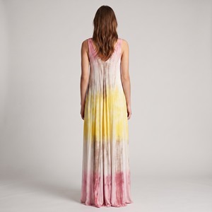 Abito lungo da donna in rayon tie-dye con scollo a V, senza maniche, vestibilità ampia, per spiaggia ed estate, casual - Product Image 2