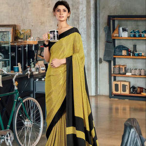 Tissu crêpe de soie de coton pour vêtements de bureau formels et uniformes de fête Saree magnifiquement conçu pour les travailleurs - Product Image 1