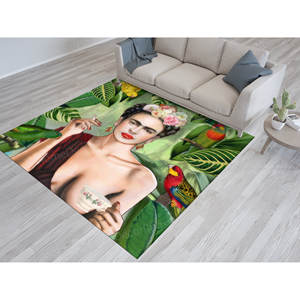 Tapis imprimé : Frida avec motif de tasse à thé pour la cuisine et le bureau, tapis en chenille - Product Image 1