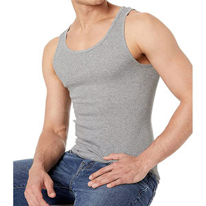 Men <b>Tank</b> <b>Tops</b> 100% Cotton Silver and <b>White</b> Sleeveless Undershirts Tagless Ribbed Slim Fit Muscle <b>Tank</b> <b>Top</b> with Scoop Neck - Product Image 4