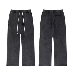 2025 Men's Casual Style High Quality Loose Acid Wash <b>Jogger</b> <b>Baggy</b> Long Pants with Waist Logo Heavy Fleece Trousers - Product Image 6