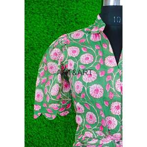 Boho indien coton robe pour femmes HandBlock imprimé tunique été plage fête porter tissu naturel robe pour jardin kitty parties - Product Image 4