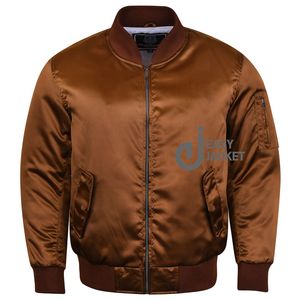 Tarifa de fábrica, venta al por mayor, chaqueta Bomber de satén personalizada para hombres, chaqueta deportiva Varsity para hombres, chaqueta Letterman de tela satinada - Product Image 1