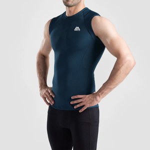 เสื้อยืดรัดกล้ามเนื้อแขนกุดสำหรับผู้ชายผ้าถักจากปากีสถานสำหรับยิมและกีฬาขายส่ง - Product Image 2