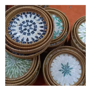 Bandeja de Ratán con Incrustaciones de Nácar de Primera Calidad, Bandeja Decorativa de Bambú Tejida a Mano para Hogares Modernos - Product Image 3