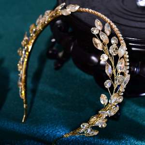 Bridella <b>Gold</b> Rhinestone <b>Headband</b>-Elegant Bridal Headwear Alluring Rhinestone Detail Comfortable Fit for Weddings Proms Formal - Product Image 3