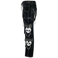 Pantalon de mode gothique foncé à crâne blanc pour homme - Streetwear audacieux avec un design de crâne unique