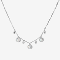 Collier Halo en opale blanche ronde avec CZ, collier en argent sterling 925, collier plaqué or, bijoux pour femmes