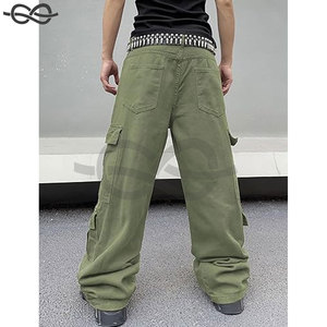 Jeans cargo baggy décontracté à la mode pour hommes, pantalon cargo en denim avec poches et jambes larges, style urbain tendance, confort et durabilité - Product Image 5