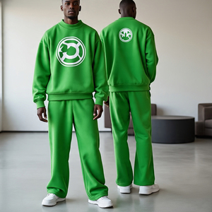 2025 Heavyweight Sweatshirt & flare pants Oversized tracksuit / Crew neck Sweatshirt and Pants Casual set Custom Printed Logo - Product Image 1