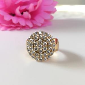 14K oro sólido 2 Ct diamante natural racimo anillo de novia, 2 Ct corte redondo diamante racimo anillo - Product Image 2