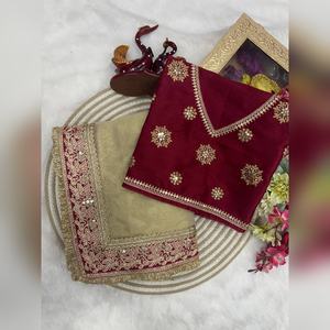 Sari indien prêt-à-porter pour femmes, best-seller, avec blouse cousue, sequins et travail de dori, en gros et à bas prix - Product Image 1