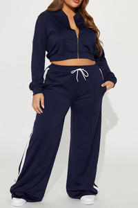 Conjunto de chándal gris de mujer al por mayor, conjunto de chaqueta y pantalón de dos piezas a la moda - Product Image 5